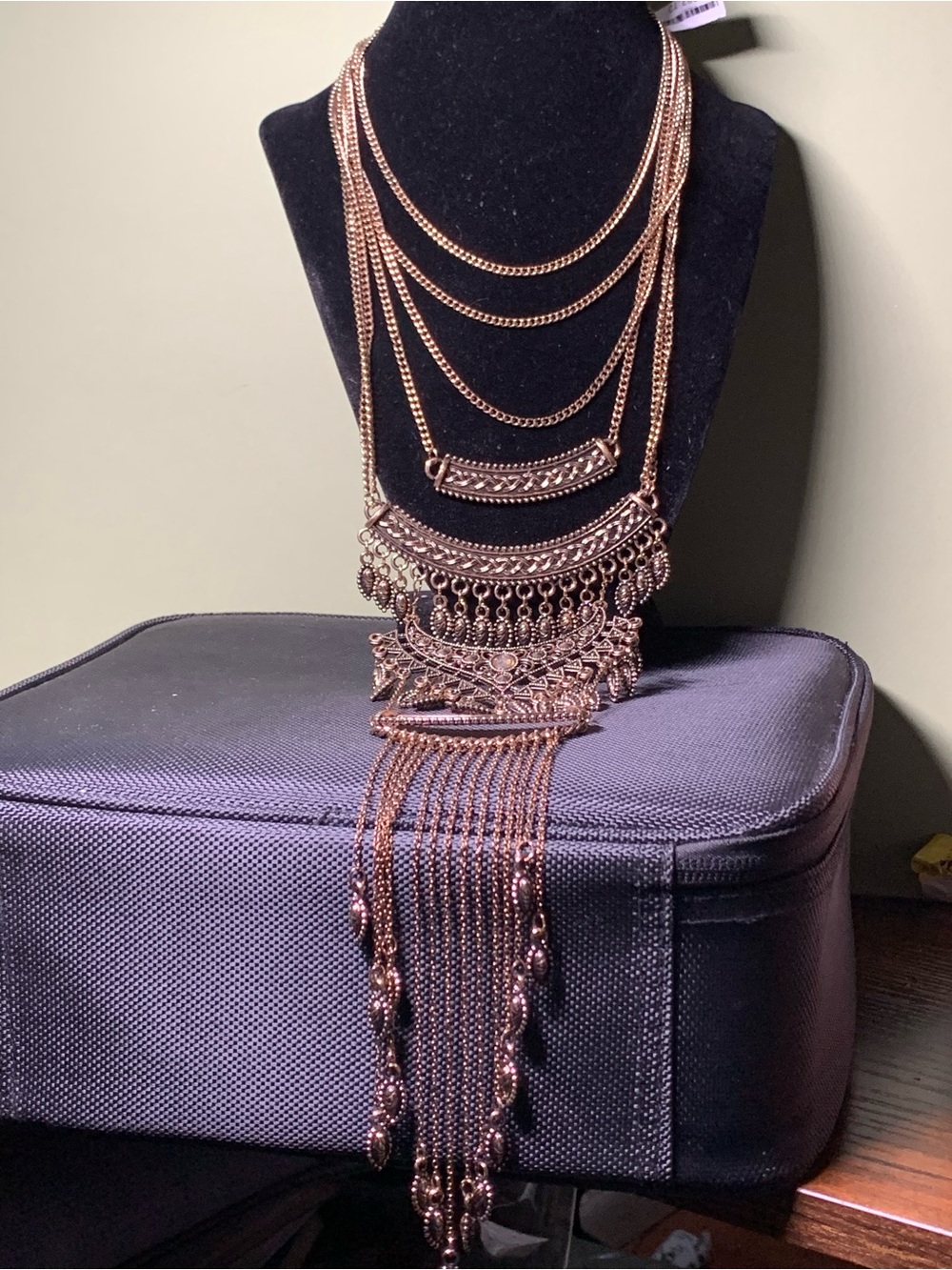 Free People Rose Gold Multi-Layer Statement Necklace - LONG